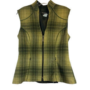 Arista Women's Plaid Zip Front Lined Equestrian Riding Vest M Green Buckle A26